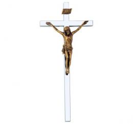 STAINLESS STEEL TUBE CROSS  WITH BRONZE CHRIST